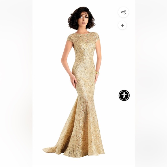 Clarisse bateau mermaid gold sequin size 4 evening gown - Picture 4 of 17